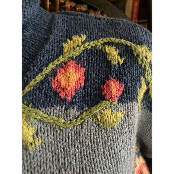 Size S//Vintage 90s Novelty Rooster Cardigan Sweater - Picture 5 of 6